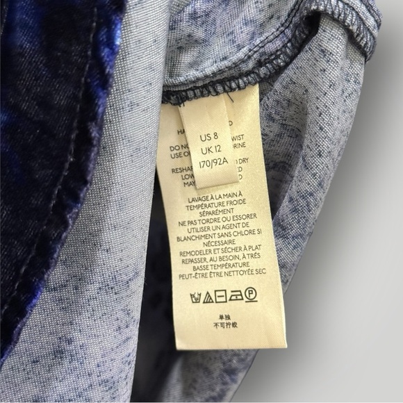 Anthropologie Pilcro Size 8 Mara Relaxed Velvet Buttondown Blue Motif Velvet - Picture 5 of 13